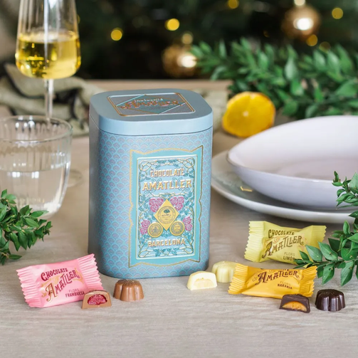 Ассорти шоколадных конфет в жестяной банке  (арт. 2815)