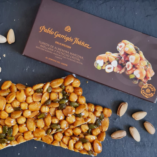 Твердый туррон с миндалём Маркона, фундуком и фисташками  (арт. DETU19)