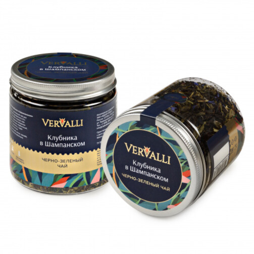 Черно - зеленый чай Клубника в шампанском 
