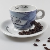 Чашка для кофе с молоком с блюдечком "4 Времени года (Осень и Зима)"