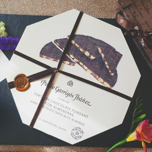 Шоколадный туррон круглый в деревянной коробке  (арт. PRTO03)