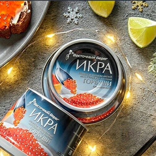 Икра лососевая соленая горбуши 