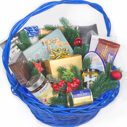 Новогодняя корзина с продуктами "Праздничный вечер"  (арт. RKM-205)