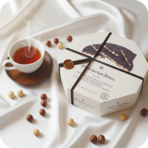 Шоколадный туррон круглый в деревянной коробке